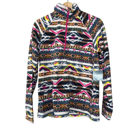 NWT Eddie Bauer Women’s M Southwest Multi-Color Fleece Pullover Quarter Zip - Picture 1 of 7